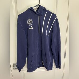 PUMA Men's Dark Blue Manchester City Hoodie in size US M